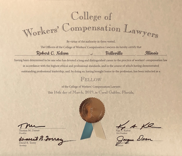 college of workers compensation lawyers award bob nelson